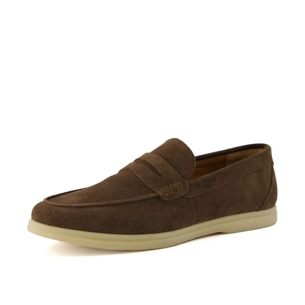 Cushionaire Men's Selby Genuine Leather Slip-On Casual Penny Size 13 Brown Suede